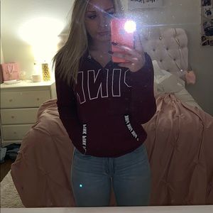 Burgundy quarter-zip sweatshirt